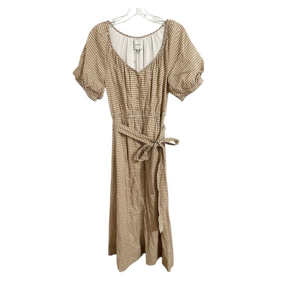 Reformation Roland Dress Anzo Check Midi Gingham Size Small New - Picture 3 of 13